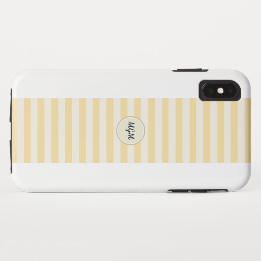 Modern Sunny Yellow and Cream Striped Monogram Case-Mate iPhone Case (Achterkant (horizontaal))