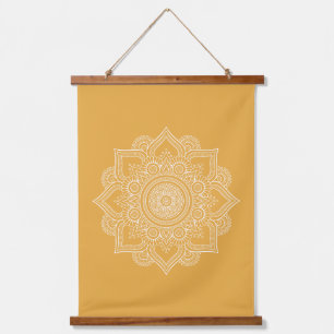 Modern Sunny Yellow Geometric Mandala Canvas Hangend Wandkleed