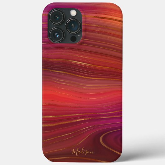 Modern Sunrise Agate Marble Pattern met naam Case-Mate iPhone Case (Achterkant)