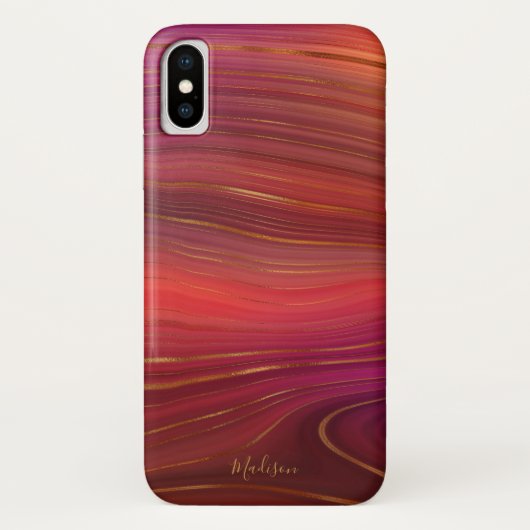 Modern Sunrise Agate Marble Pattern met naam Case-Mate iPhone Case (Achterkant)