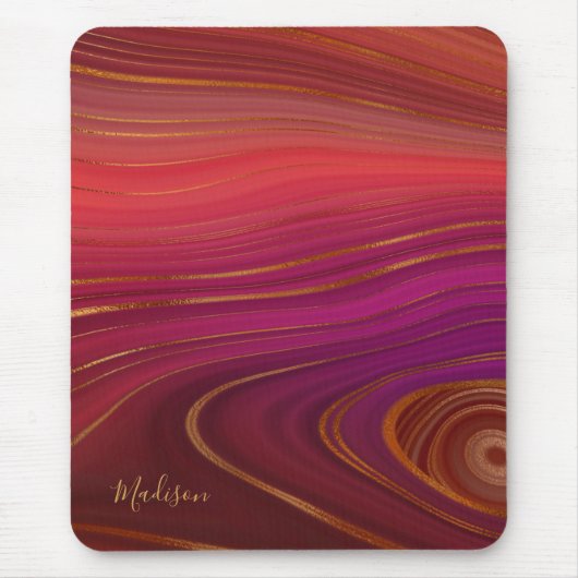 Modern Sunrise Agate Marble Pattern met naam Muismat (Voorkant)