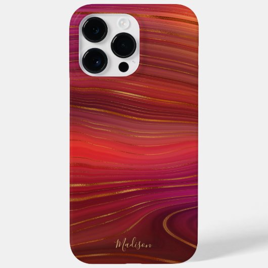 Modern Sunrise Marble Agate Pattern met naam Case-Mate iPhone Case (Achterkant)