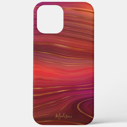 Modern Sunrise Marble Agate Pattern met naam Case-Mate iPhone Case (Achterkant)