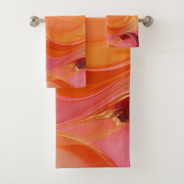 Modern Sunrise Sinaasappel, roze en goud Bad Handdoek
