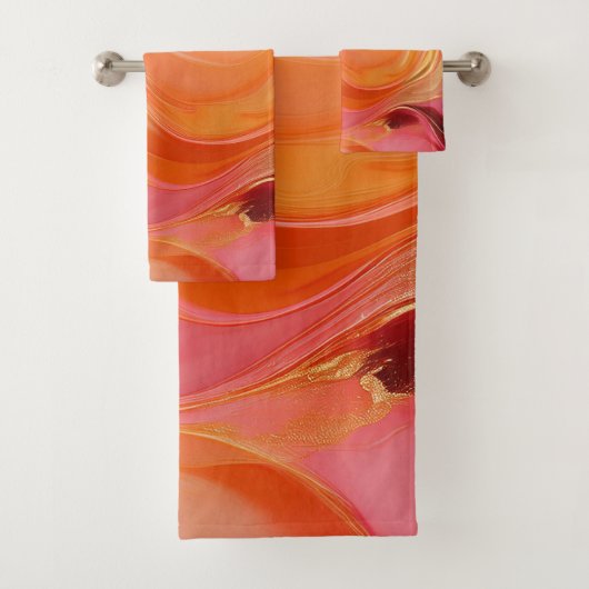 Modern Sunrise Sinaasappel, roze en goud Bad Handdoek (Insitu)