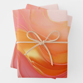 Modern Sunrise Sinaasappel, roze en goud- Inpakpapier Vel