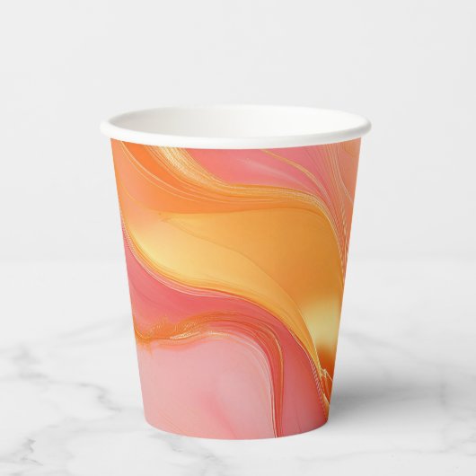 Modern Sunrise Sinaasappel Roze en Goud- Papieren Bekers (Voorkant)
