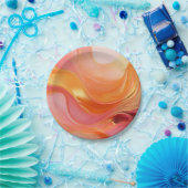 Modern Sunrise Sinaasappel Roze en Goud- Papieren Bordje (Feest)