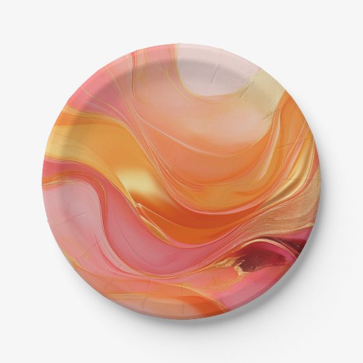 Modern Sunrise Sinaasappel Roze en Goud- Papieren Bordje (Voorkant)