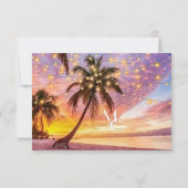 Modern Sunset Beach and Stars Summer Wedding RSVP Kaartje (Achterkant)