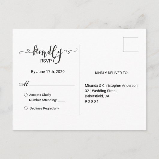 Modern Sunset Beach and Stars Summer Wedding RSVP Uitnodiging Briefkaart (Achterkant)