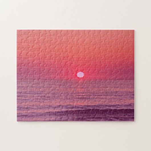 Modern Sunset Beach Gradient Pink Legpuzzel (Horizontaal)