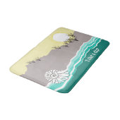 Modern Sunset Beach Shell Turquoise Yellow Sand Badmat (Gekanteld)