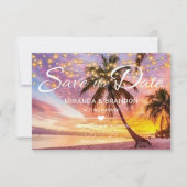 Modern Sunset Beach & Stars Save the Date Wedding Kaart (Voorkant)