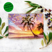 Modern Sunset Beach & Stars Save the Date Wedding Kaart