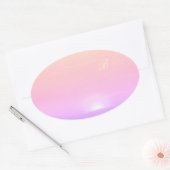 Modern Sunset Monogram Roze Paarse Sjabloon Ovale Sticker (Envelop)