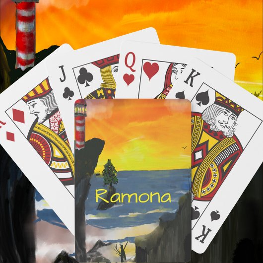 Modern Sunset Naam aanpassen Pokerkaarten