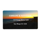 Modern Sunset Ocean Sunset Tropical Beach Wedding Etiket (Voorkant)