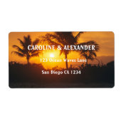 Modern Sunset Ocean Tropical Beach Weduwlabel Etiket (Voorkant)