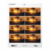 Modern Sunset Ocean Tropical Beach Weduwlabel Etiket (Full Sheet)