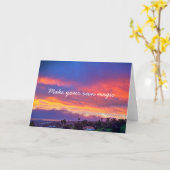 Modern Sunset Photo Make Your Own Magic Script Kaart (Gele Bloem)