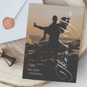 Modern Sunset Silhouette Wedding Thank You Card Bedankkaart