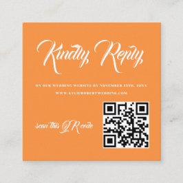Modern Sunset Sinaasappel QR RSVP Informatiekaartje