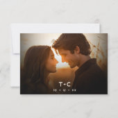 Modern Sunset Sinaasappel Script Foto Minimal Wedd Save The Date (Achterkant)