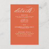 Modern Sunset Sinaasappel Script Minimal Wedding D Informatiekaartje (Voorkant)