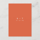 Modern Sunset Sinaasappel Script Minimal Wedding D Informatiekaartje (Achterkant)