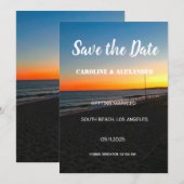 Modern Sunset Summer Ocean Tropical Wedding Save The Date (Voorkant / Achterkant)