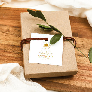 Modern Sunshine Baby shower Square dank u Bedankjes Labels
