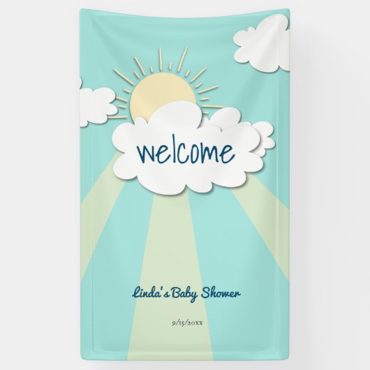Modern Sunshine Baby shower Welkom Spandoek (Verticaal)