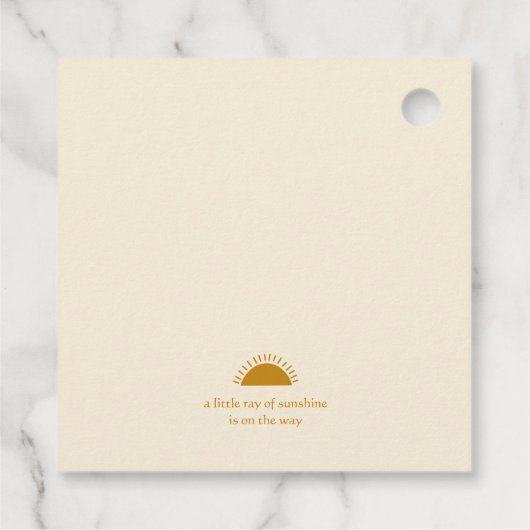 Modern Sunshine Beige Baby shower Square Dank u Bedankjes Labels (Achterkant)