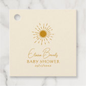 Modern Sunshine Beige Baby shower Square Dank u Bedankjes Labels (Voorkant)