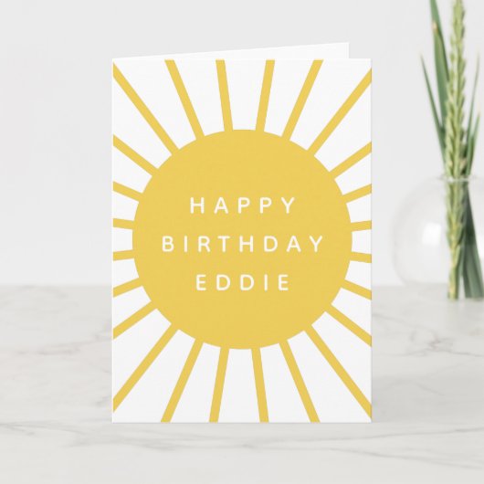 Modern Sunshine | Eigen naam Happy Birthday Cute Kaart (Voorkant)