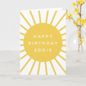 Modern Sunshine | Eigen naam Happy Birthday Cute Kaart (Gele Bloem)