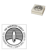 Modern Surfboard Tekening Familie Retouradres Rubberstempel (Gestempeld)