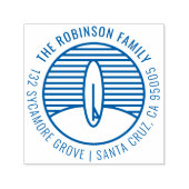 Modern Surfboard Tekening Familie Retouradres Zelfinktende Stempel (Design)