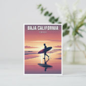 Modern Surfer Sunset Baja California Briefkaart (Staand voorkant)