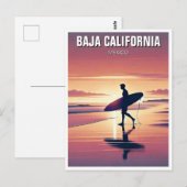Modern Surfer Sunset Baja California Briefkaart (Voorkant / Achterkant)