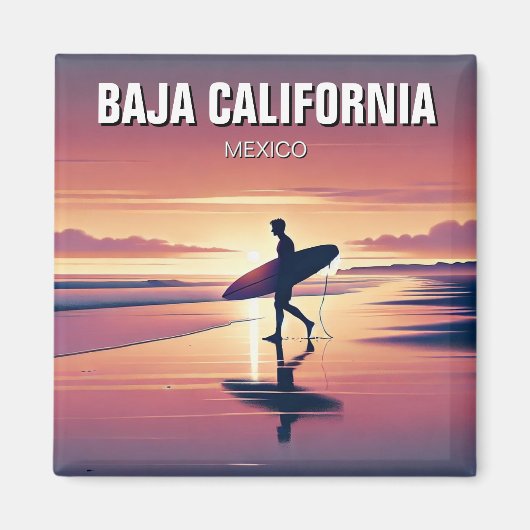 Modern Surfer Sunset Baja California Magneet (Voorkant)