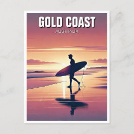 Modern Surfer Sunset Gold Coast Australië Briefkaart
