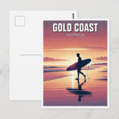 Modern Surfer Sunset Gold Coast Australië Briefkaart (Voorkant / Achterkant)