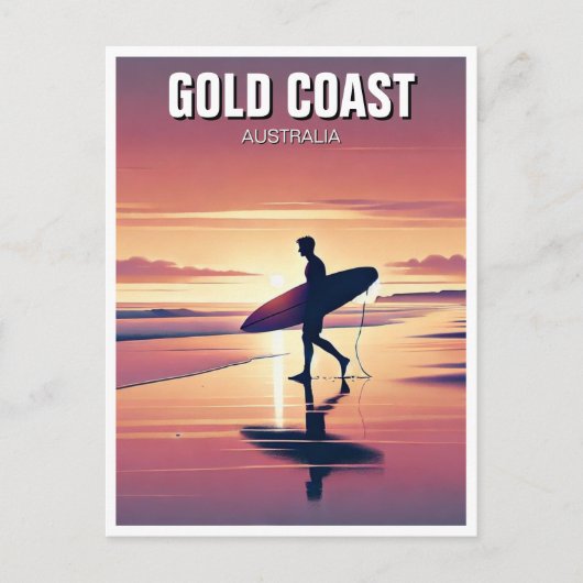 Modern Surfer Sunset Gold Coast Australië Briefkaart (Voorkant)