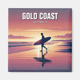 Modern Surfer Sunset Gold Coast Australië Magneet