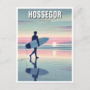 Modern Surfer Sunset Hossegor Frankrijk Briefkaart