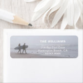 Modern Surfing Couple Return Address Label (Insitu)