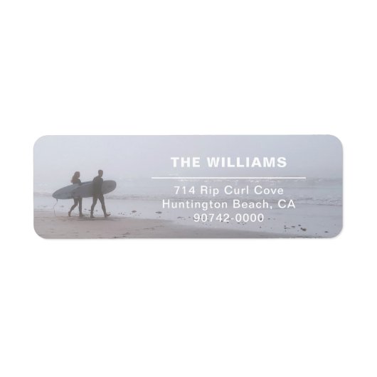 Modern Surfing Couple Return Address Label (Voorkant)