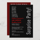 Modern SURPRISE 40th Birthday Black Red Metallic Kaart (Voorkant / Achterkant)